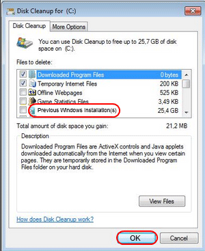Windows 7 Disk Cleanup Settings